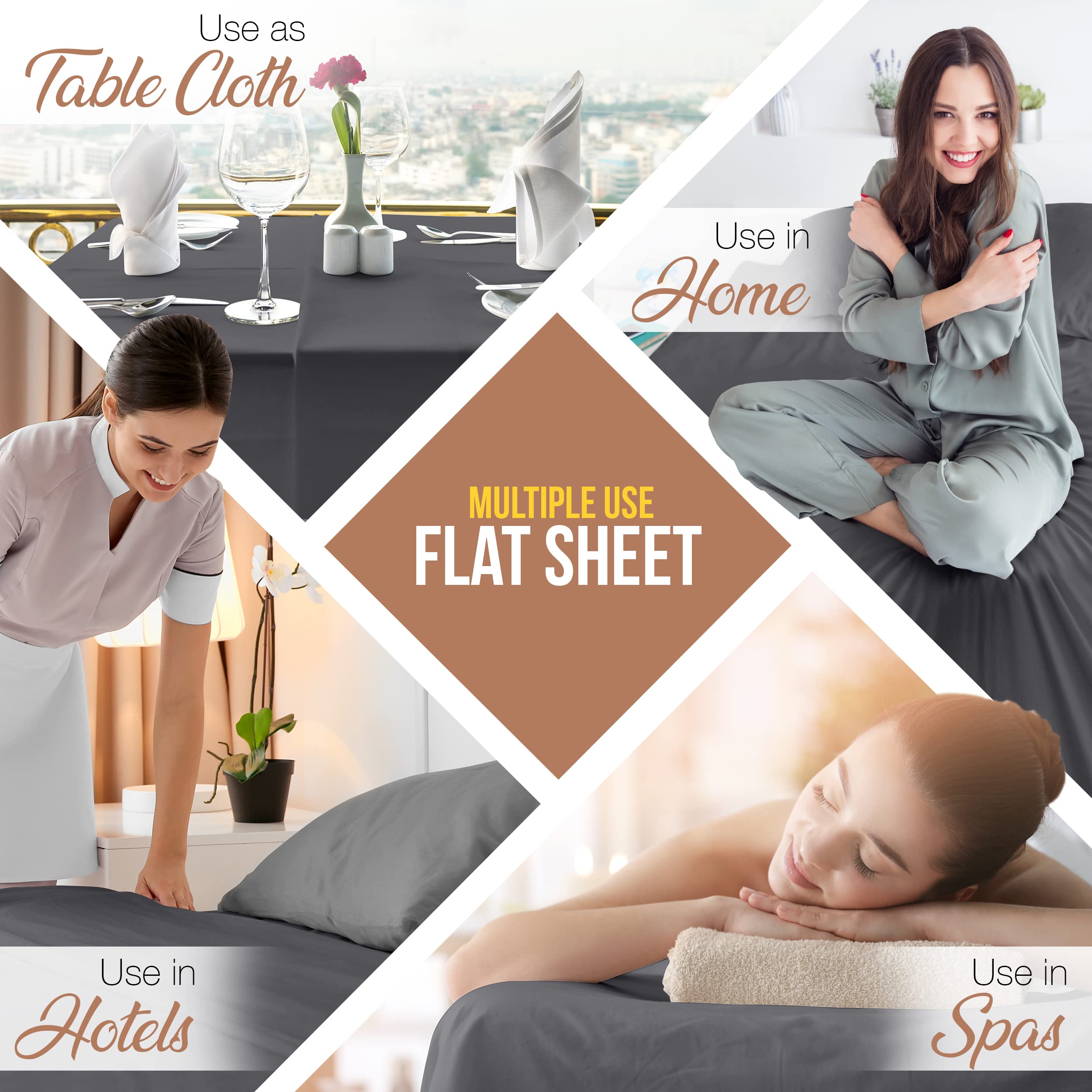 Utopia Bedding Flat Sheeta- Soft Brushed Microfiber Fabric - Shrinkage  Fade Resistant Top Sheet - Easy Care - 1 Flat Sheet Only