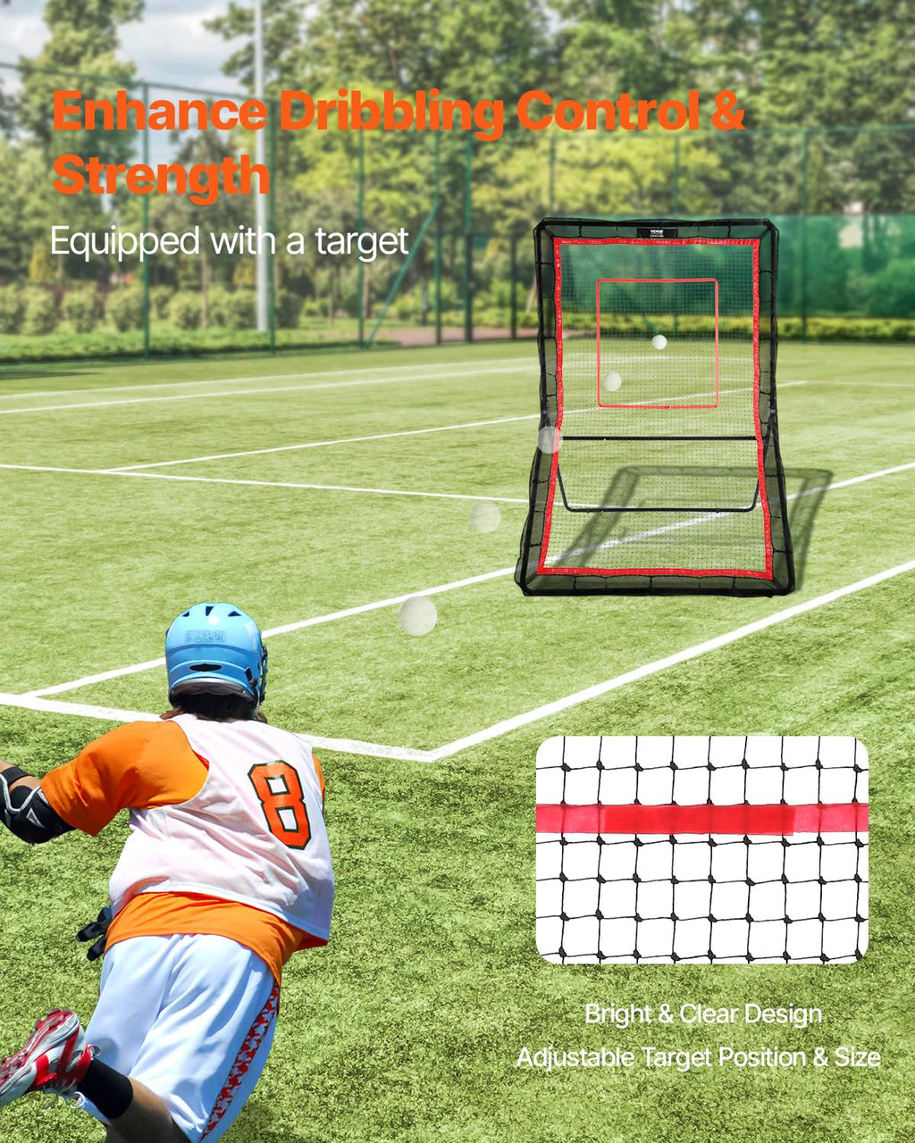 Vevor Lacrosse Rebounder, Heavy-Duty 5 X 7 Ft Volleyball Bounce Back Net For Backyard, Pitchback Throwback Baseball Softball Ret