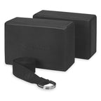 Gaiam Yoga Block 2 Pack & Yoga Strap Combo Set - Yoga Blocks With Strap, Pilates & Yoga Props To Help Extend & Deepen Stretches,