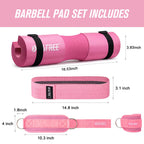 G4Free 7Pcs Barbell Pad Set For Squat, Hip Thrusts, Lunges Standard Olympic Bars With 2 Gym Ankle Safety Straps, 3 Hip Resistanc