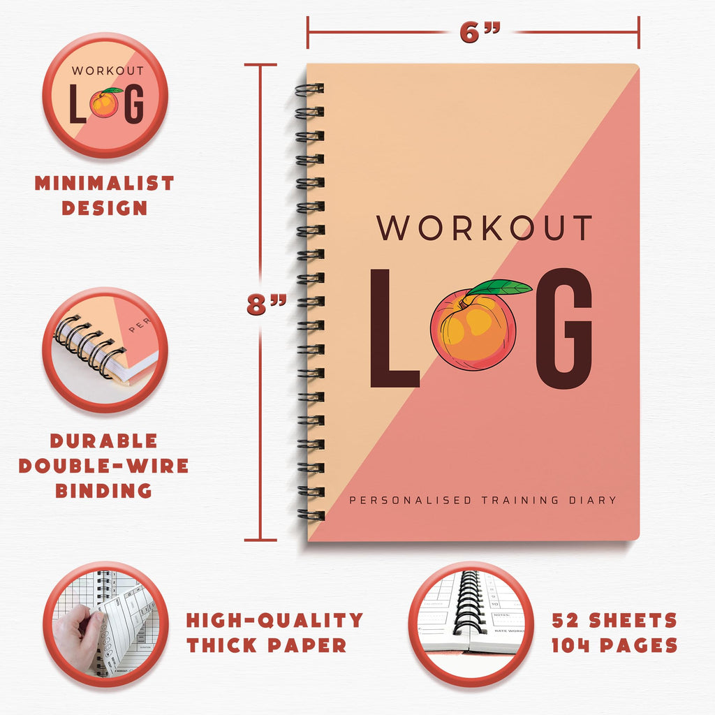 Workout Planner For Daily Fitness Tracking & Goals Setting (A5 Size, 6A X 8A, Peachy Pink), Men & Women Personal Home & Gym Trai
