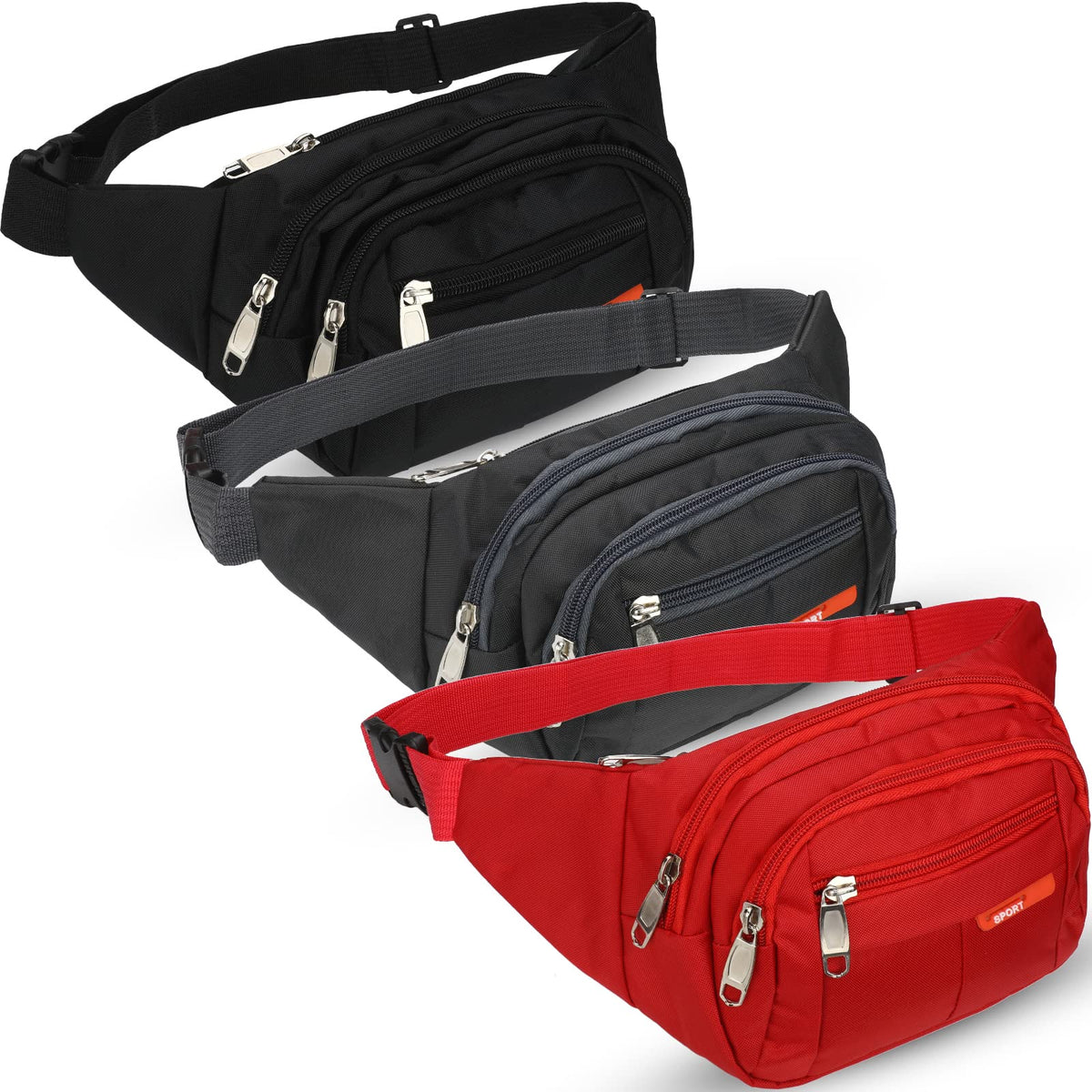 3 Pcs Waist Packs For Men Women Fanny Pack Waist Bag Waist Pouch Bag Crossbody Waterproof Fanny Pack Hip Bum Bag For Travel Spor