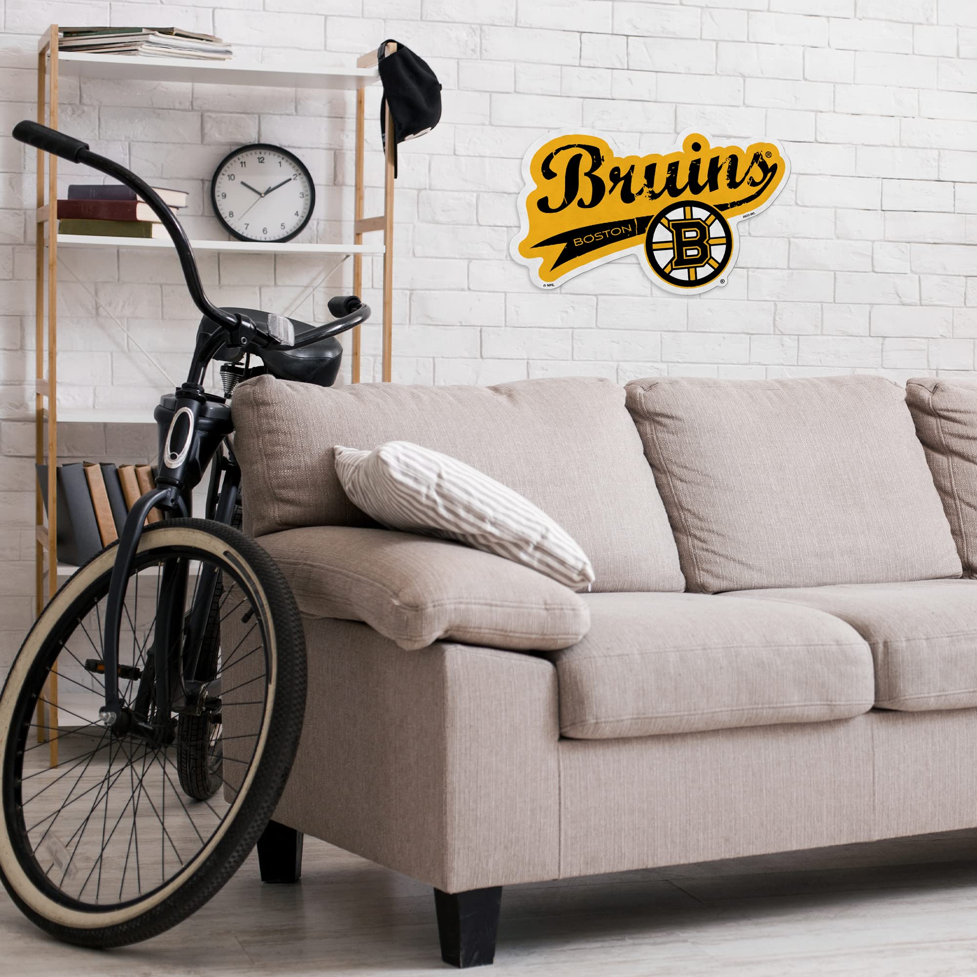 Rico Industries Nhl Boston Bruins Distressed Shape Cut Pennant - Home And Living Room D  Cor - Soft Felt Ez To Hang