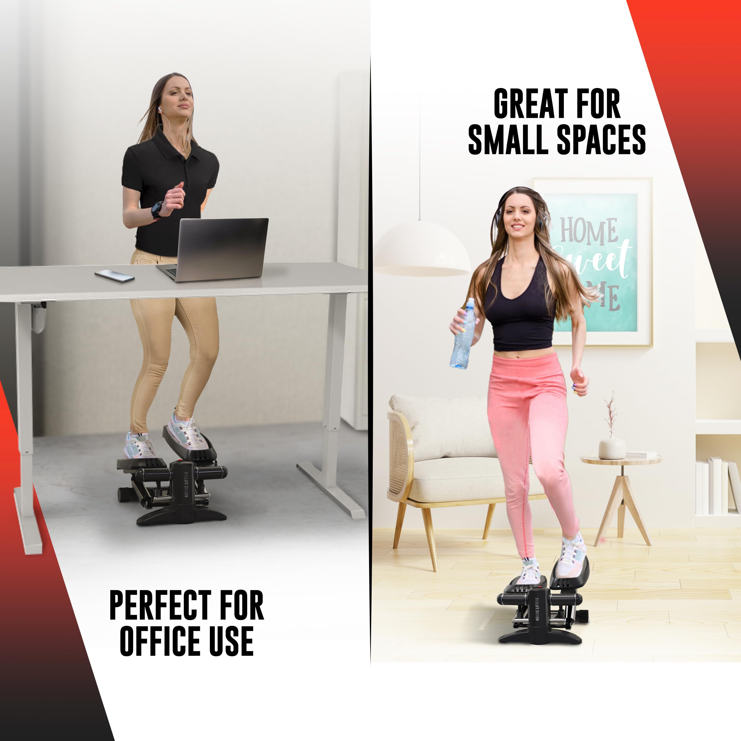 Mini Stepper & Stair Climber Machine - W/Resistance Bands Set - Portable Step Exerciser - Built In Monitor - Heavy Duty Max 330