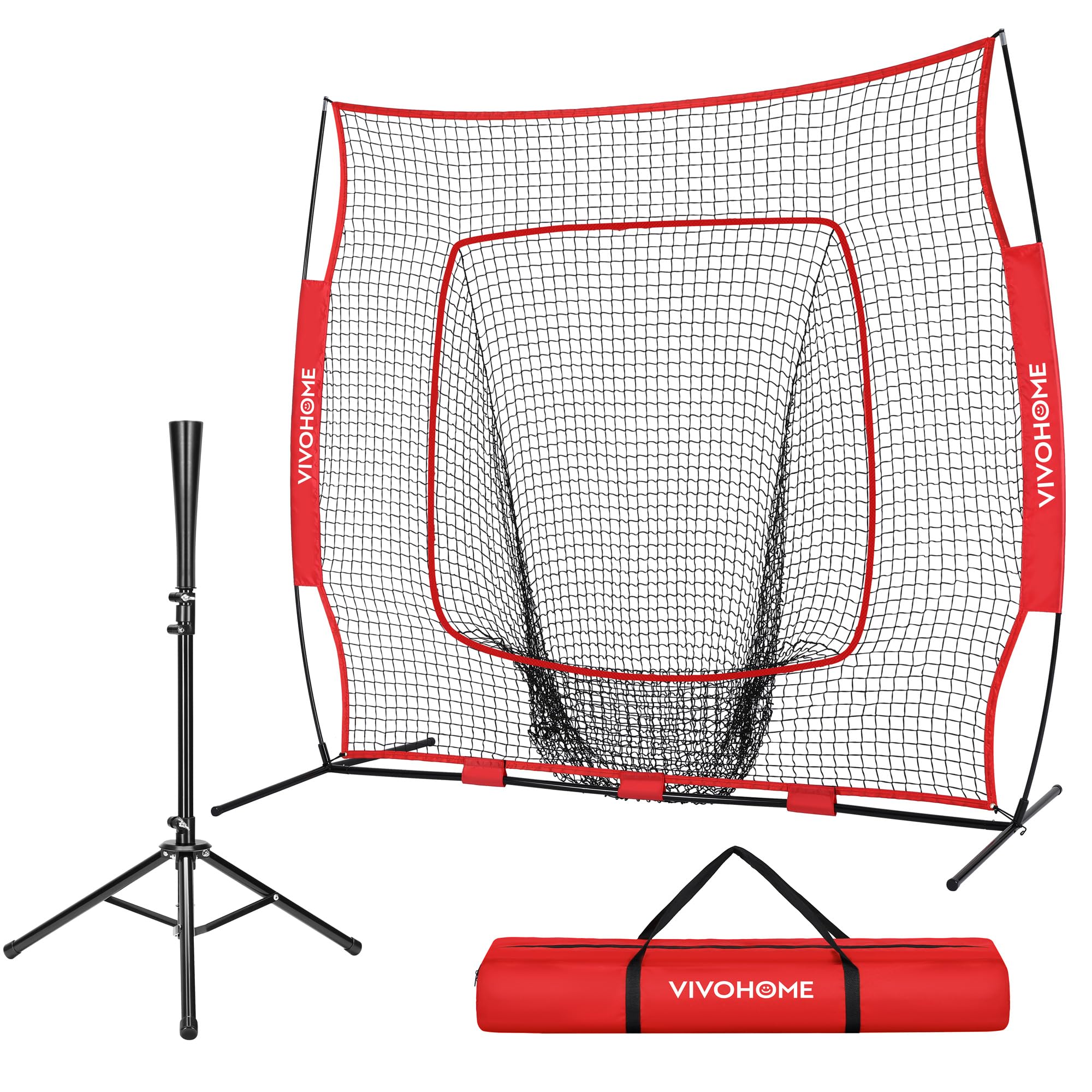 VIVOHOME Baseball Softball Batting Net - 7x7 Ft Baseball Backstop, Softball Practice Net for Hitting, Pitching, Throwing with Ba
