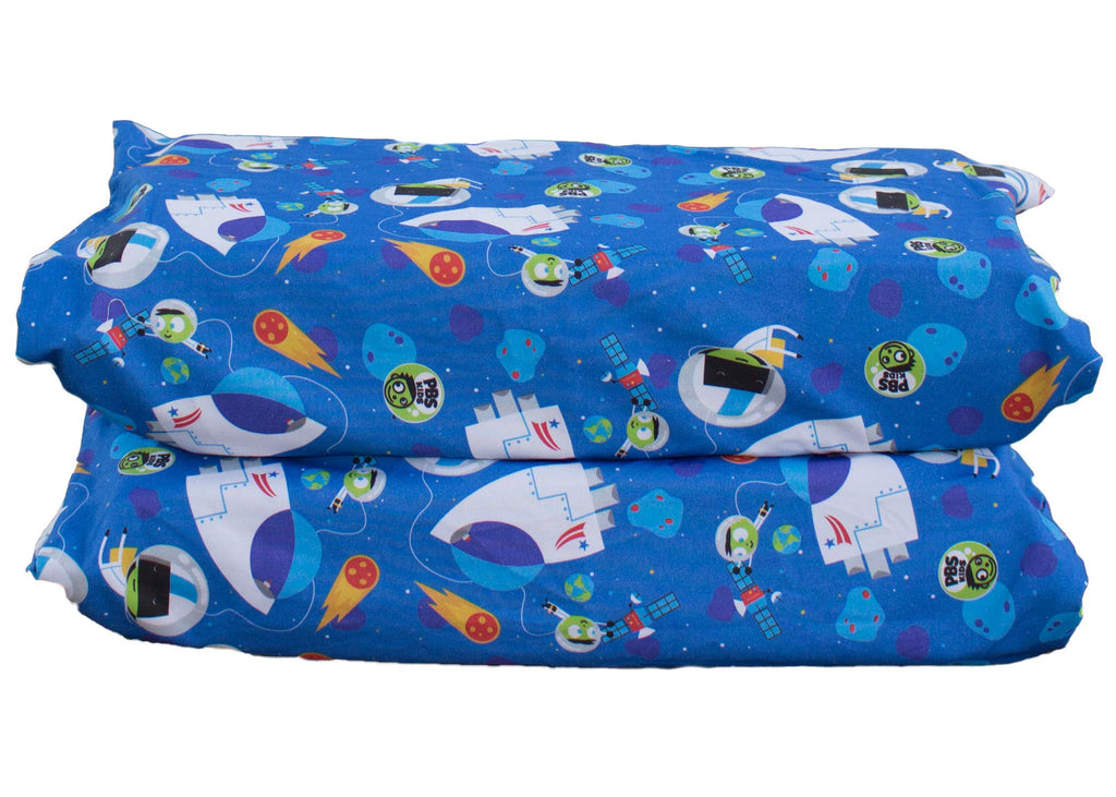 Kindermat 1.5'' Thick + Pbs Kids Kinderbundle - Washable Cover, Special Edition - Space Explorer - Regular, Sheet Is 47'' X 22''