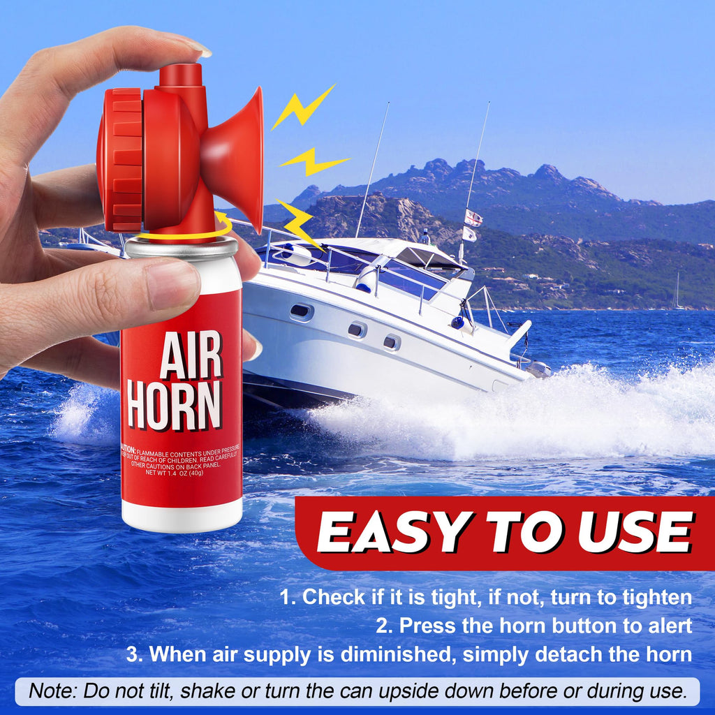 Saillong 4 Pack 1.4oz Boat Air Horn for Safety, Loud Marine Air Horns Can, Mini Small Blow Fog Bear Horn, Emergency Use for Spor