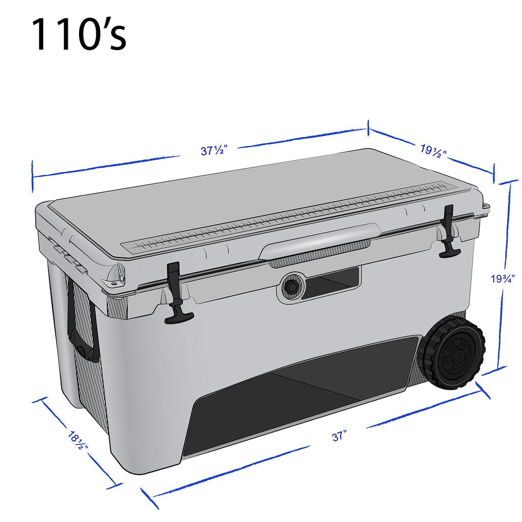 Frosted Frog Gray 110 Quart Ice Chest Heavy Duty High Performance Roto-Molded Commercial Grade Insulated Cooler With Wheels