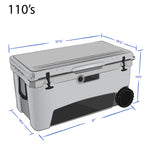 Frosted Frog Gray 110 Quart Ice Chest Heavy Duty High Performance Roto-Molded Commercial Grade Insulated Cooler With Wheels