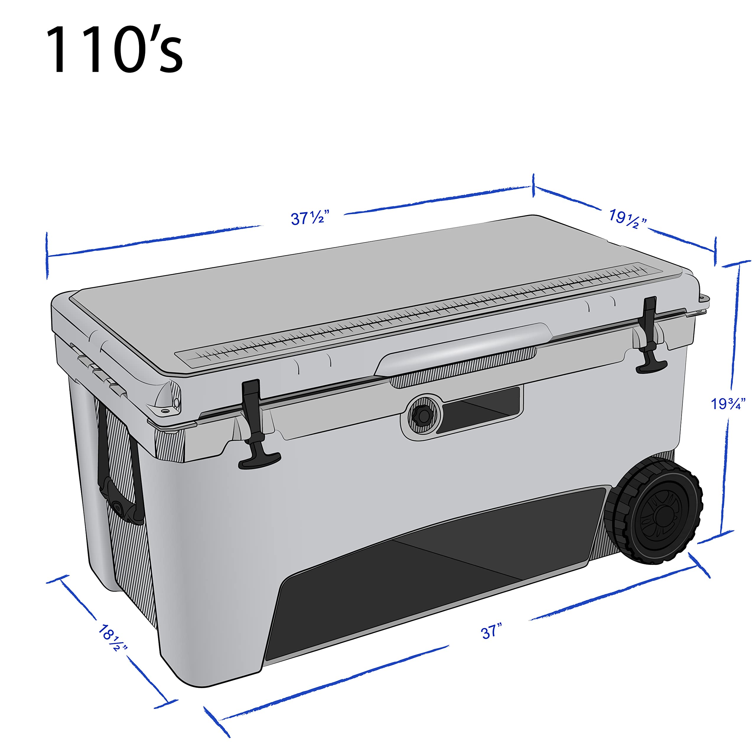 Frosted Frog Gray 110 Quart Ice Chest Heavy Duty High Performance Roto-Molded Commercial Grade Insulated Cooler With Wheels