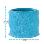 Suddora Kids Wrist Sweatbands - Athletic Cotton Terry Cloth Sports Wristbands For Kids (Pair) (Neon Blue)