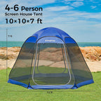 Kingcamp Pop Up Screen Tent, Camping Tent For 4-6 Person 10' X 10' Portable Screen House Room With Detachable Sunshade For Campi