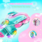 SULIFEEL Adjustable Toddler Roller Skates for Girls Boys Kids,Fun Illuminating Light Up Flash Wheels Three-Point Type Balance Su