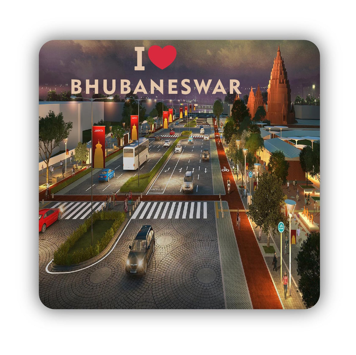 ISEE 360 Bhubaneswar Fridge Magnet Souvenir for Office HomeKitchenRefrigerator Doors Decors Travel Multicolor Gift L X H 3 X 3 I