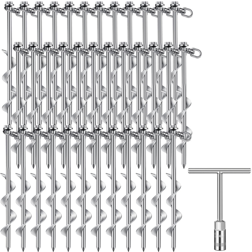 Zhengmy 36 Pcs Ground Anchors Screw In, 12 Inch Heavy Duty Tent Stakes With Trampoline Anchor Hook Ground Stakes For Camping Ten