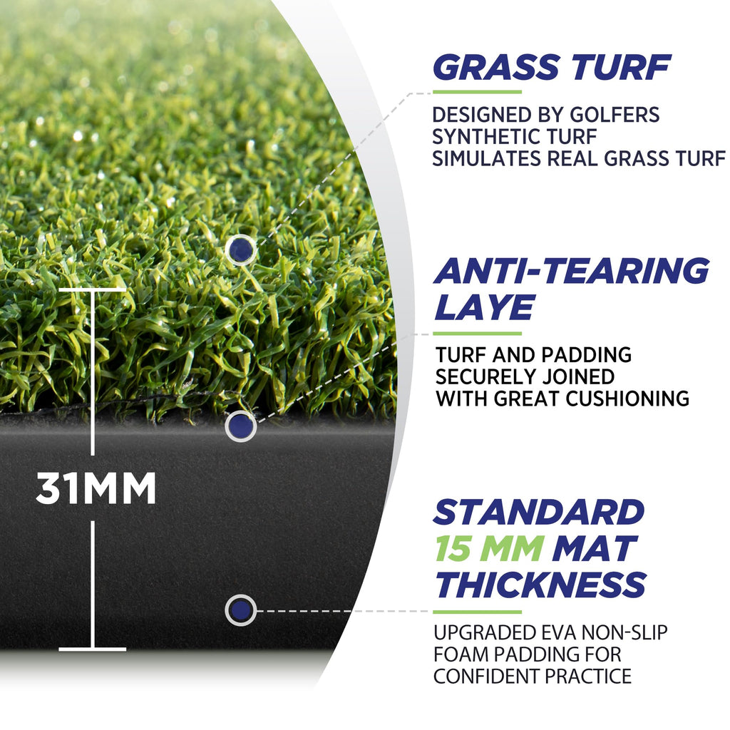Golfguru Golf Mat, Golfguru 5X4Ft Pro Golf Hitting Practice Mats With 10 Golf Balls, 7 Golf Tees, 2 Golf Rubber Tees, Golf Train