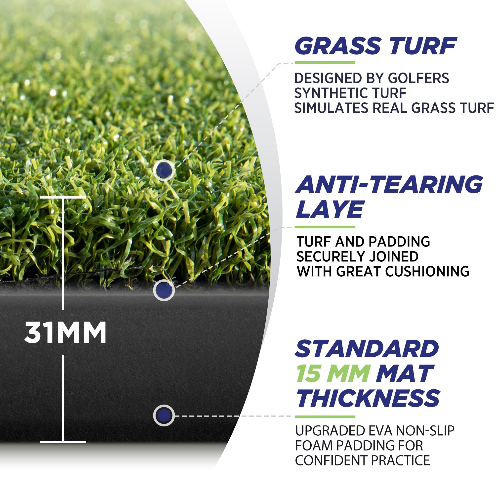 Golfguru Golf Mat, Golfguru 5X4Ft Pro Golf Hitting Practice Mats With 10 Golf Balls, 7 Golf Tees, 2 Golf Rubber Tees, Golf Train