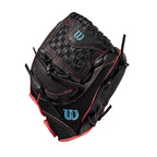 Wilson 2022 A440 Flash 11.5'' Fastpitch Infield Glove - Left Hand Throw, Black/Pink/Tropical Blue