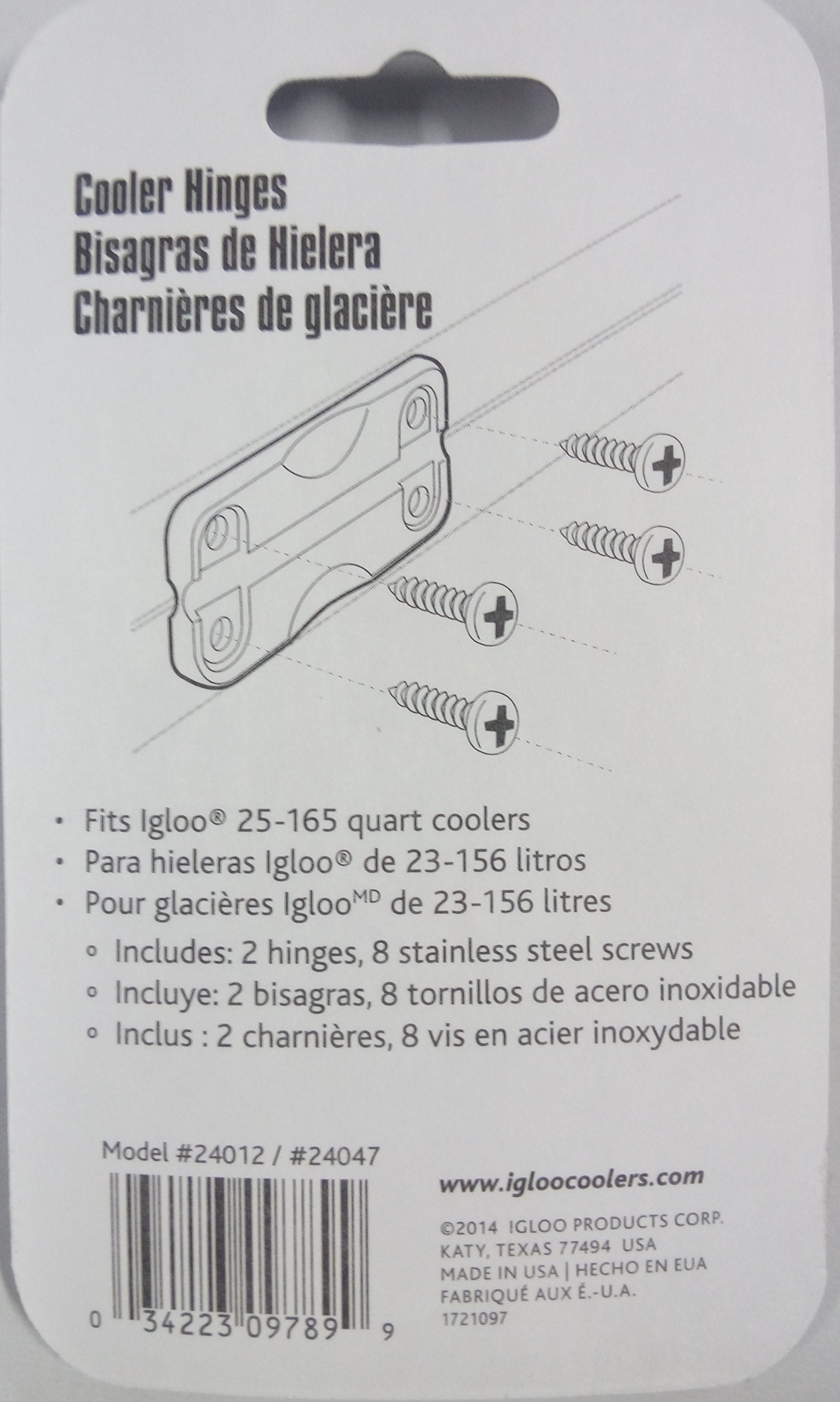 Igloo 24012 Plastic Hinges For Ice Chests (1-Pair), White, Standard Size, Contain Uv Inhibitors