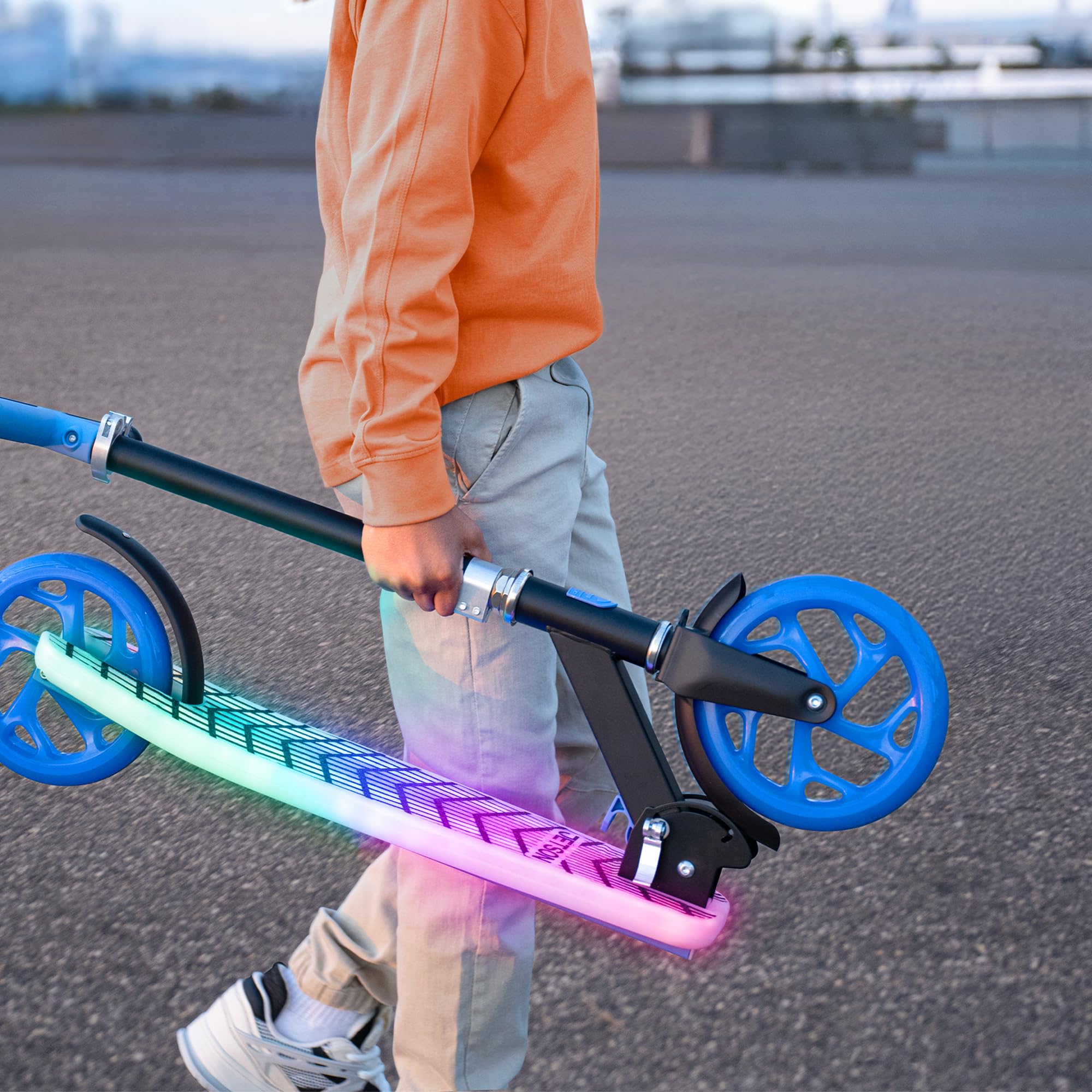 Jetson Kids 2-Wheel Light-Up Kick Scooter, LED Lights on Handlebar, Stem, Wheels & Deck, Adjustable Handlebar, Rear Brake, Easy-
