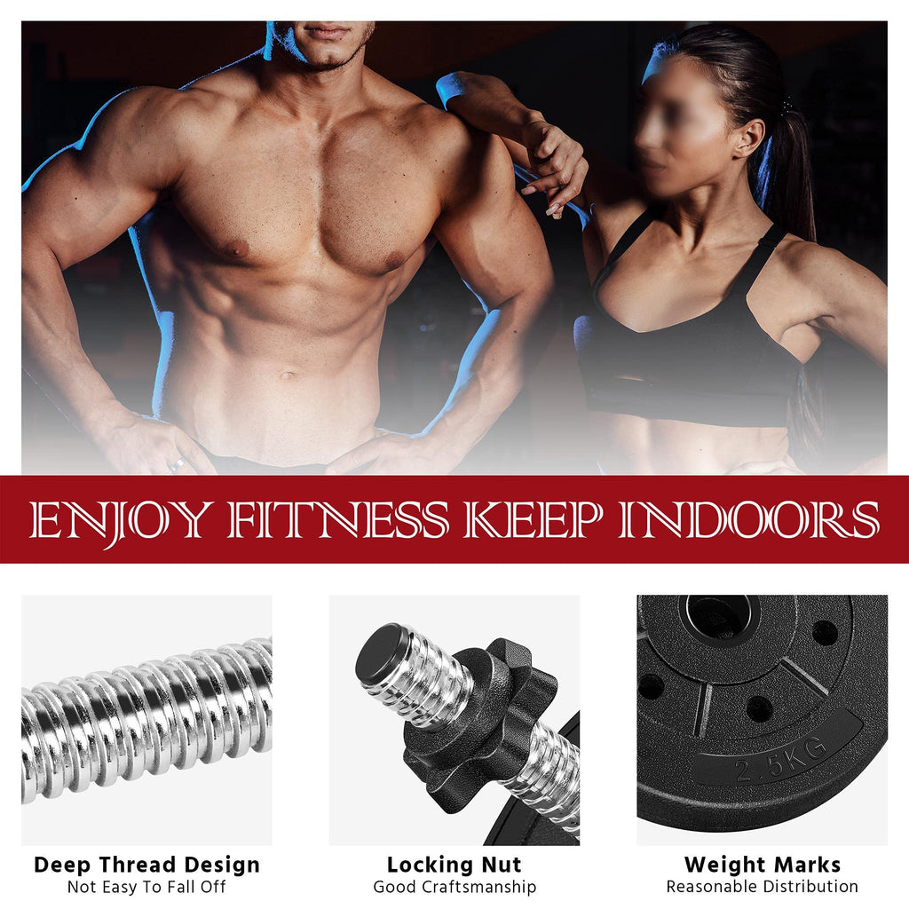 Yaheetech Adjustable Dumbbells Weight Set - 66Lb Dumbbell Weights Exercise & Fitness Equipment W/ 4 Spinlock Collars & 2 Connect
