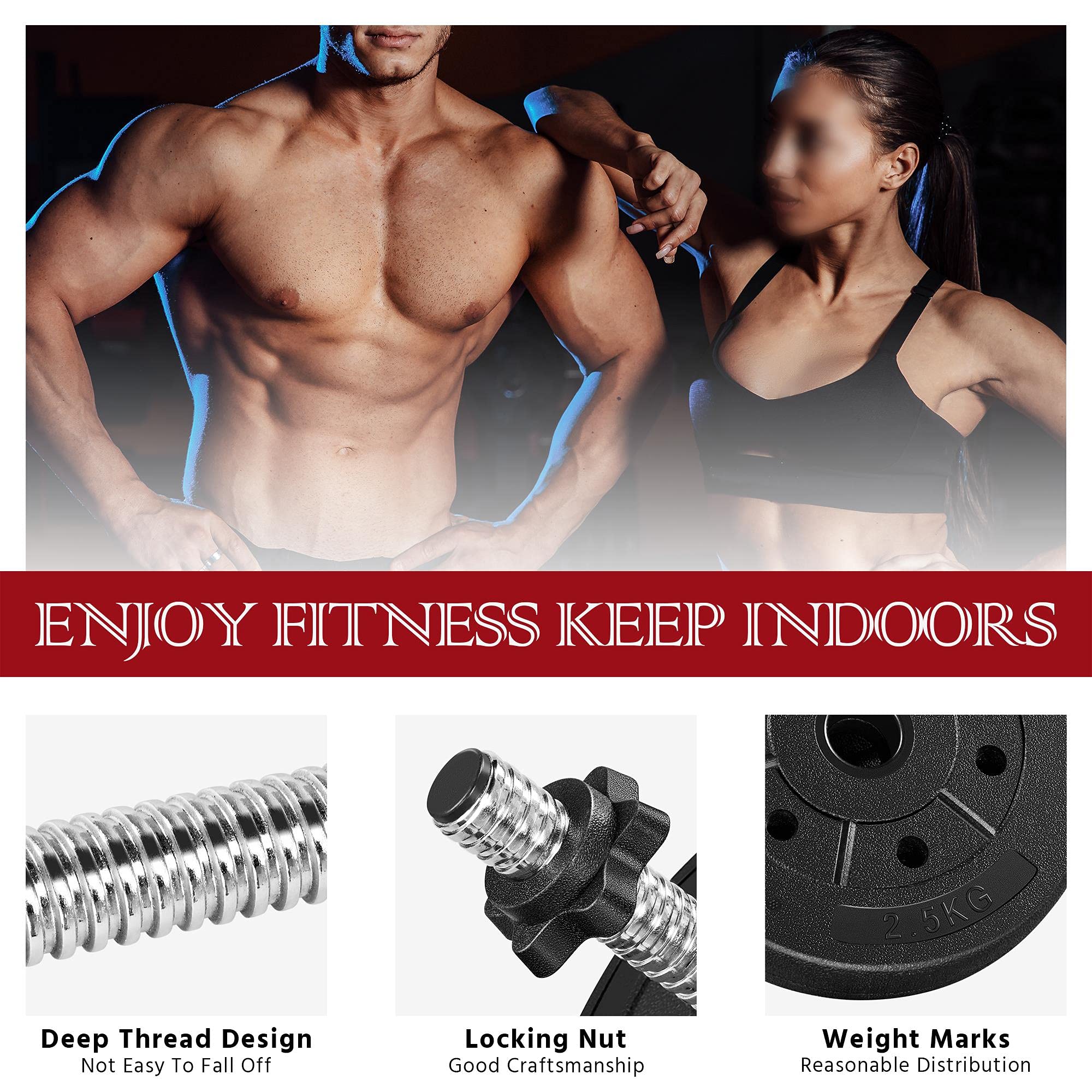 Yaheetech Adjustable Dumbbells Weight Set - 66Lb Dumbbell Weights Exercise & Fitness Equipment W/ 4 Spinlock Collars & 2 Connect