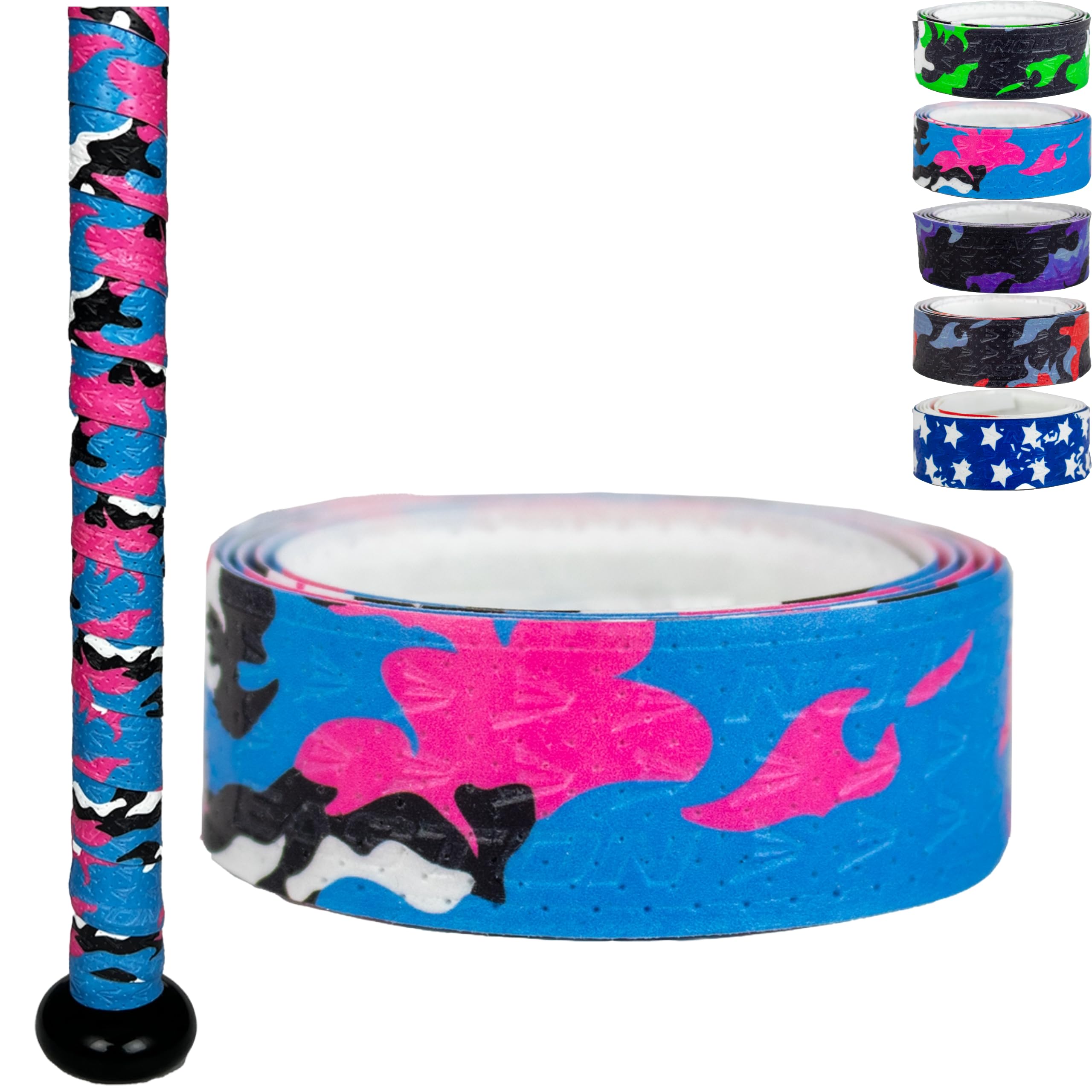 Easton | 1.10mm Flow Tack Bat Grip | Baseball / Softball | Pink & Blue Camo