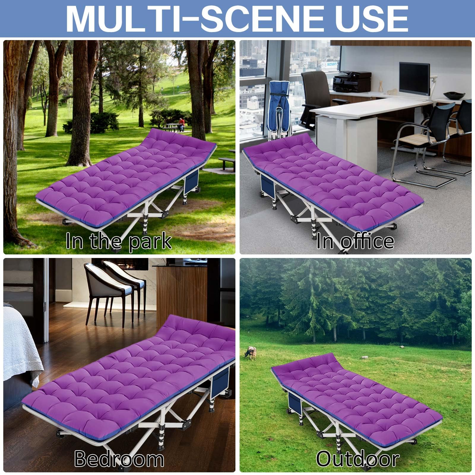 Camping Cot With Comfortable Mattress Cots For Camping With Pad Heavy Duty Camping Bed Sleeping Cot With Carry Bag Folding Cots