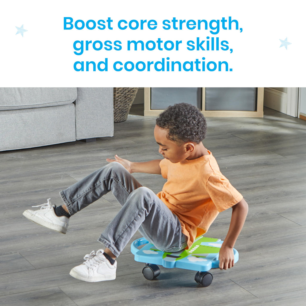 hand2mind Green Plane Glider Scooter Board, Floor Scooter Board, Gross Motor Toys, Kids Exercise & Physical Education Equipment,