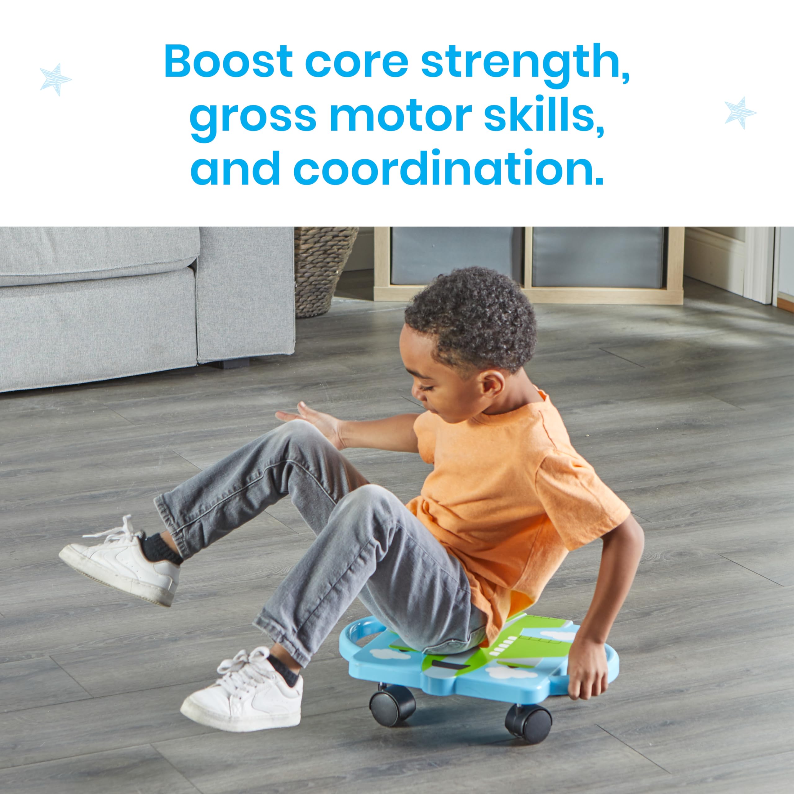 hand2mind Green Plane Glider Scooter Board, Floor Scooter Board, Gross Motor Toys, Kids Exercise & Physical Education Equipment,