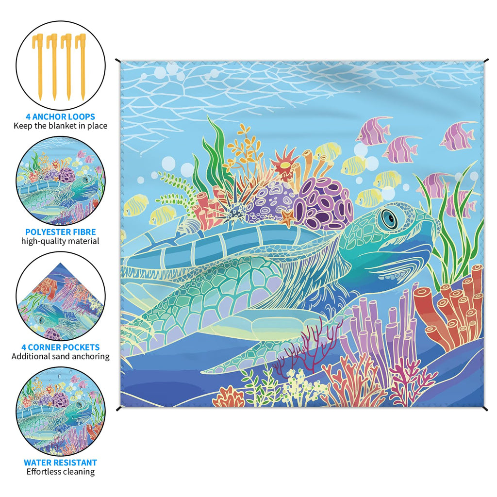 Beach Blanket Waterproof Sandproof Large Beach Mat 79 X 83 For 2-4 Adults Sand Free Mat Quick Drying,Lightweight & Durable With