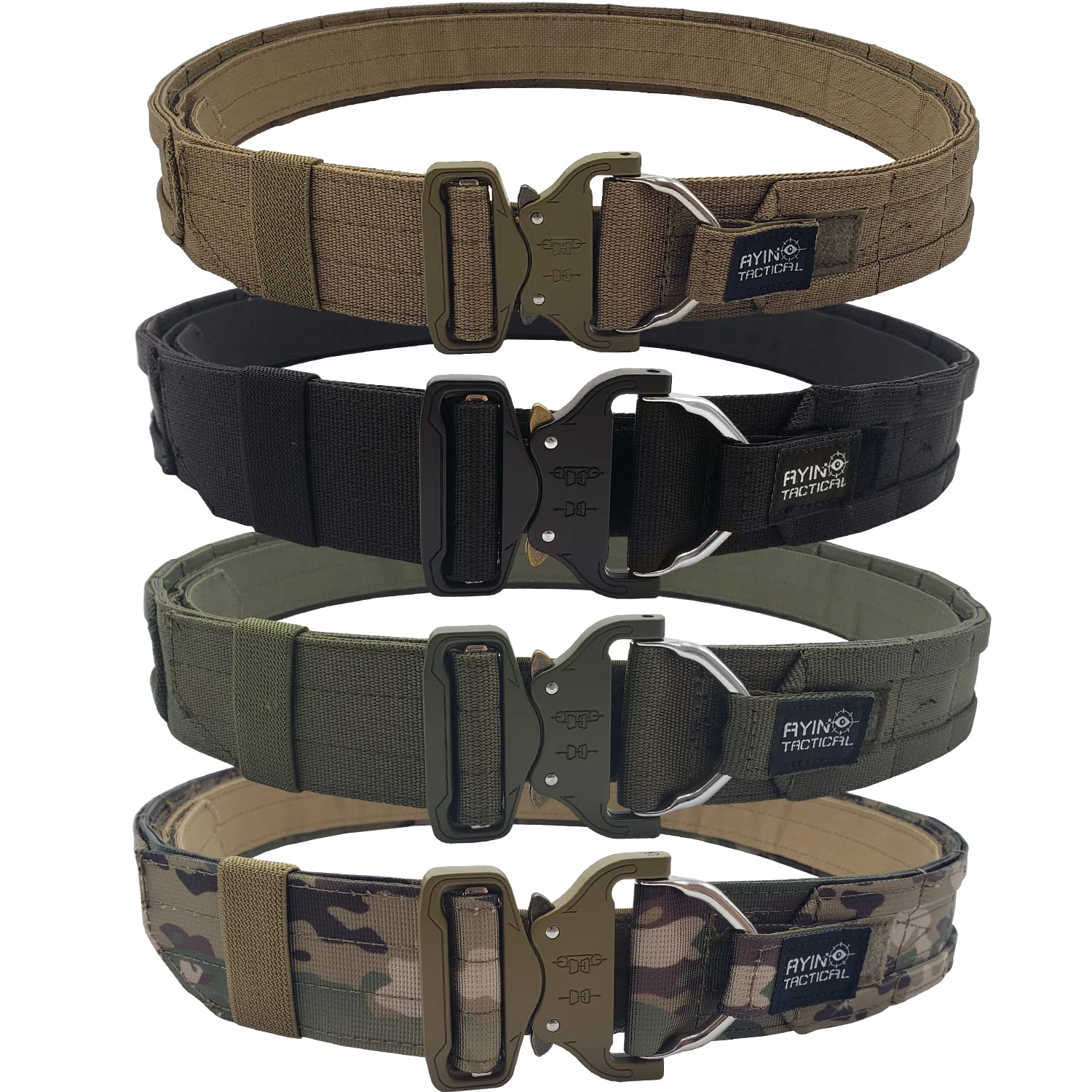Ayin Tactical Belt Quick Release Rigger Molle Belt 1.5 Inch Inner & 2 Inch Outer Range Tactical Heavy Duty (Multicam, Lg-Xl)