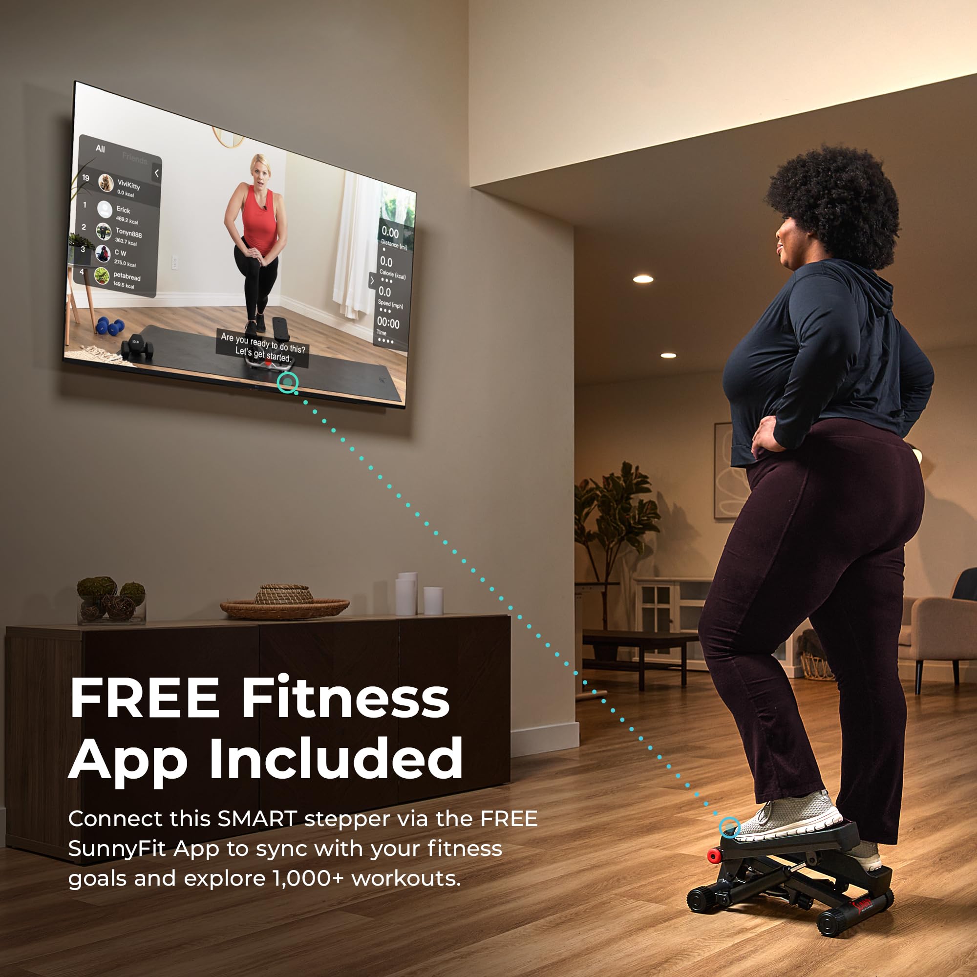 Sunny Health & Fitness Mini Steppers for Exercise at Home, Stair Step Workout Machine with Optional Resistance Bands, Full Body