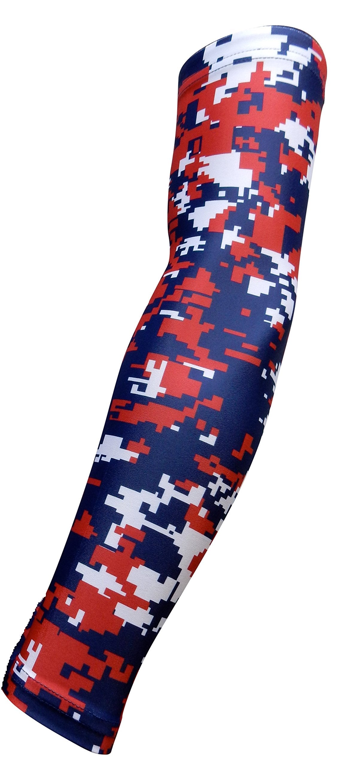 Sports Farm New! Navy Blue Red White Digital Camo Arm Sleeve - Moisture Wicking Compression (Medium)