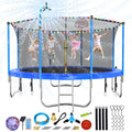Lyromix Upgraded 12FT Trampoline with Lights, Large Outdoor Trampoline with Sprinkler,Basketball Hoop and Net, Capacity for 3-5 