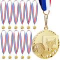 Juvale 12 Pack Basketball Medals For Kids And Adults, Team Participation Trophies, Awards, Party Favors, Red, White, And Blue St