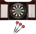 Viper By Gld Products Hudson All-In-One Dart Center: Classic Solid Wood Cabinet & Official Sisal/Bristle Dartboard Bundle: Premi