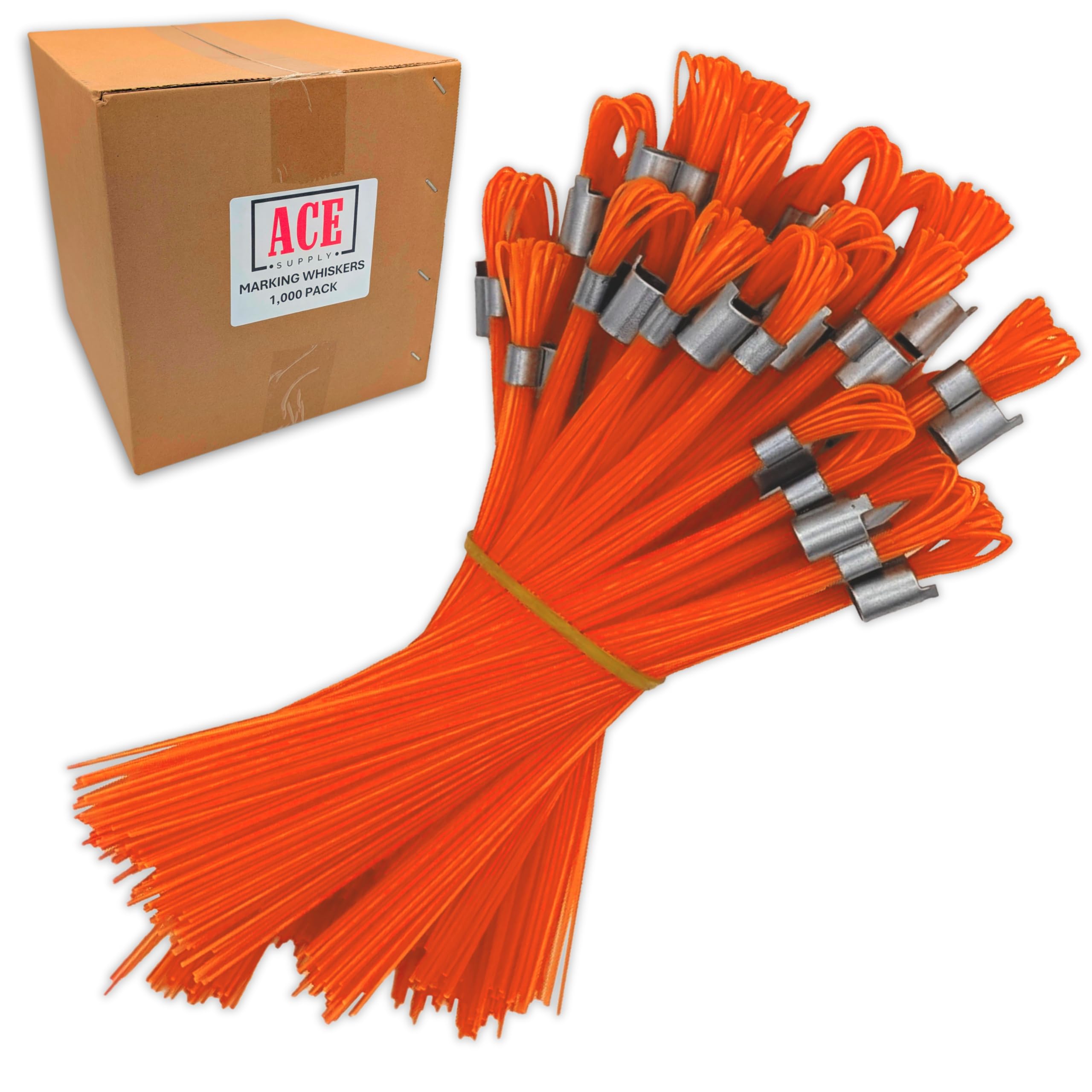 ACE Supply Orange Marking Whiskers - 1000 Pack - Durable Marking Whisker Set - Use Survey Whiskers As Survey Stakes, Constructio