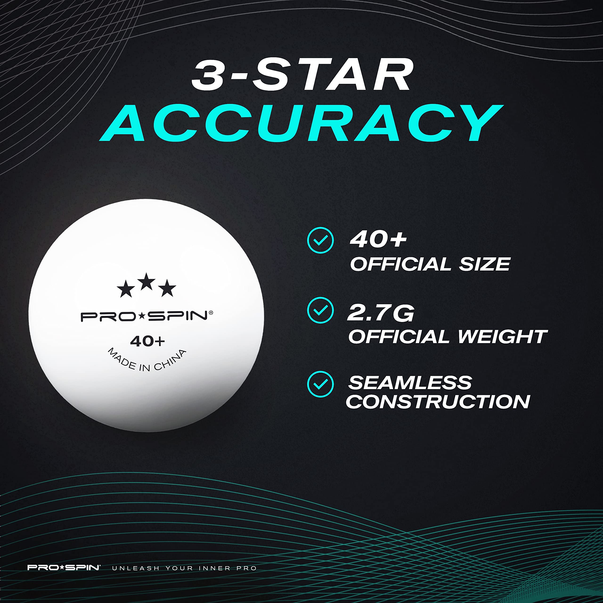 Pro Spin Ping Pong Balls - White 3-Star 40+ Table Tennis Balls (Pack Of 60) | High-Performance Abs Training Balls | Ultimate Dur