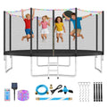 Lyromix Upgraded 14FT Trampoline with Lights, Large Outdoor Trampoline with Sprinkler,Basketball Hoop and Net, Capacity for 4-6 