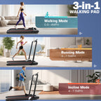 Under Desk Treadmill With Incline, 300Lbs Walking Pad With Handle Bar & Remote Control, 2.5Hp Folding For Home/Office, Installat