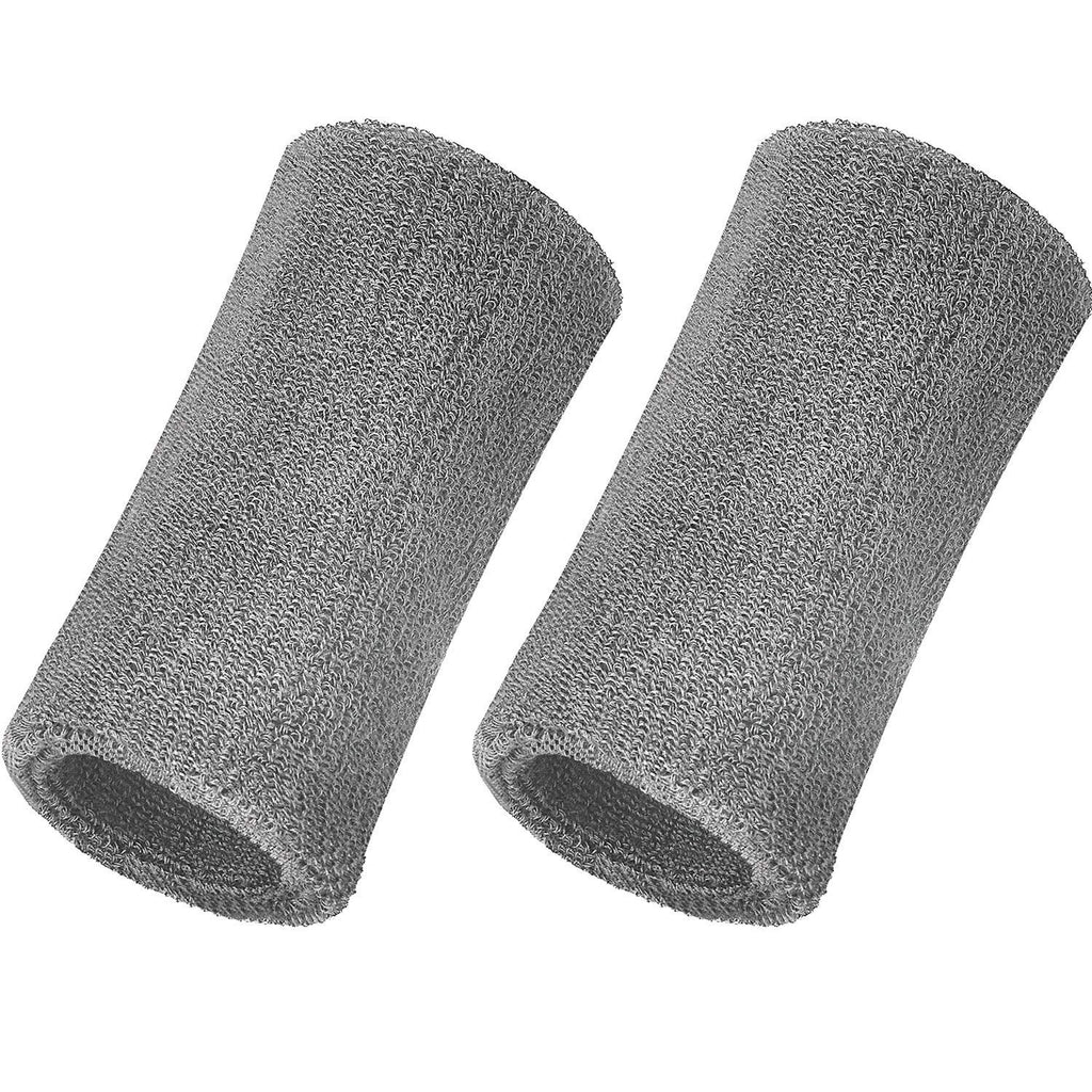 Willbond 6 Inch Wrist Sweatband Sport Wristbands Elastic Athletic Wrist Bands For Sports 2 Pieces (Grey)