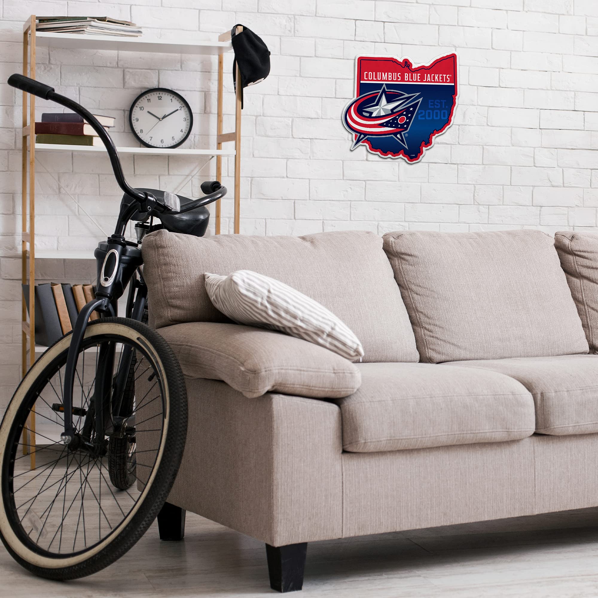 Rico Industries Nhl Columbus Blue Jackets State Shape Shape Cut Pennant - Home And Living Room D  Cor - Soft Felt Ez To Hang, 18