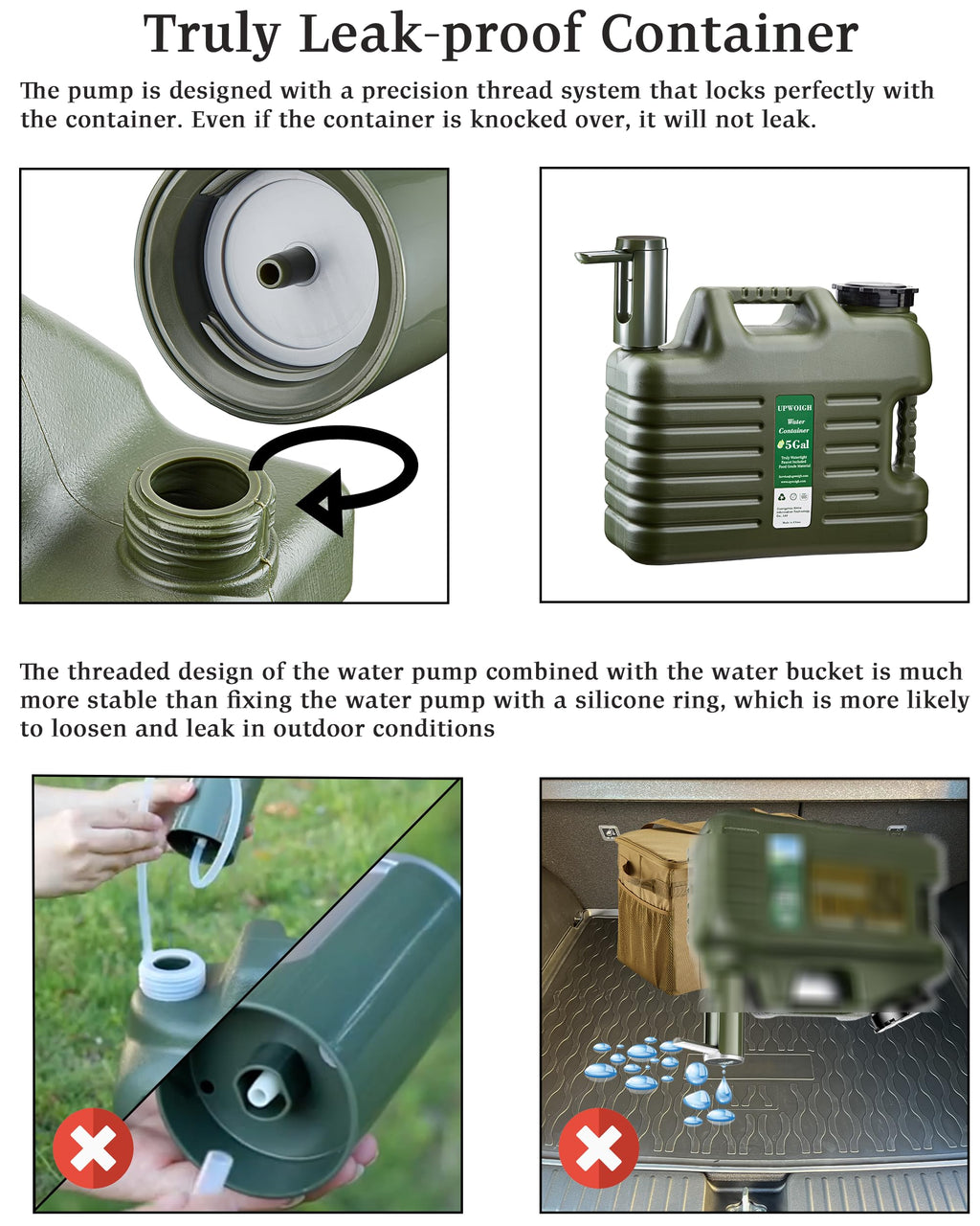Portable 5 Gallon Water Jug With Automatic Touch Control Pump,Truly No Leakage Water Container With Spigot,Type-C Rechargeable M