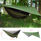 Firiner Camping Hammock With Rain Fly Tarp And Mosquito Net Tent Tree Straps, Portable Single Double Nylon Parachute Hammock Rai