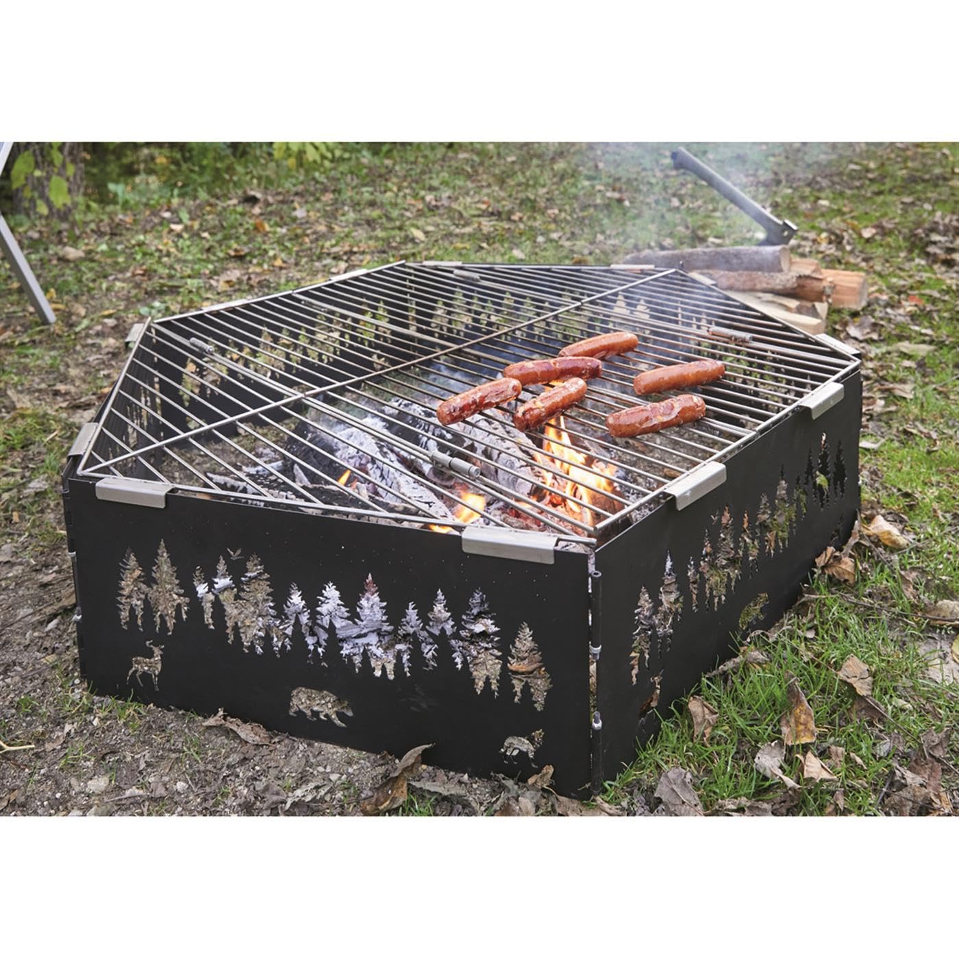 Guide Gear Folding Portable Stainless Steel Grill Grate, Camping Cooking Gear, Campfire Equipment, 36''
