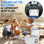 Serenelife 50 Quart Portable Cooler Box - Lightweight Heavy-Duty Travel Ice Cooler With 2-Way Handles, Drain - 5 Days Ice Retent