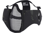 Onetigris 6'' Foldable Half Face Mesh Mask With Ear Protection, Tactical Lower Face Protective Mask (Camo Black)