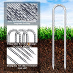 Trampolines Wind Stakes 4 Pack 12 Inch, U Shaped Rebar Stakes Heavy Duty, Safety Ground Anchor Galvanized Steel Wind Stakes For