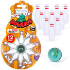 Artcreativity Mini Bowling Game, Set Of 12, Each Set Includes 10 Miniature Pins And 1 Marble Bowling Ball, Bowling Party Favors,